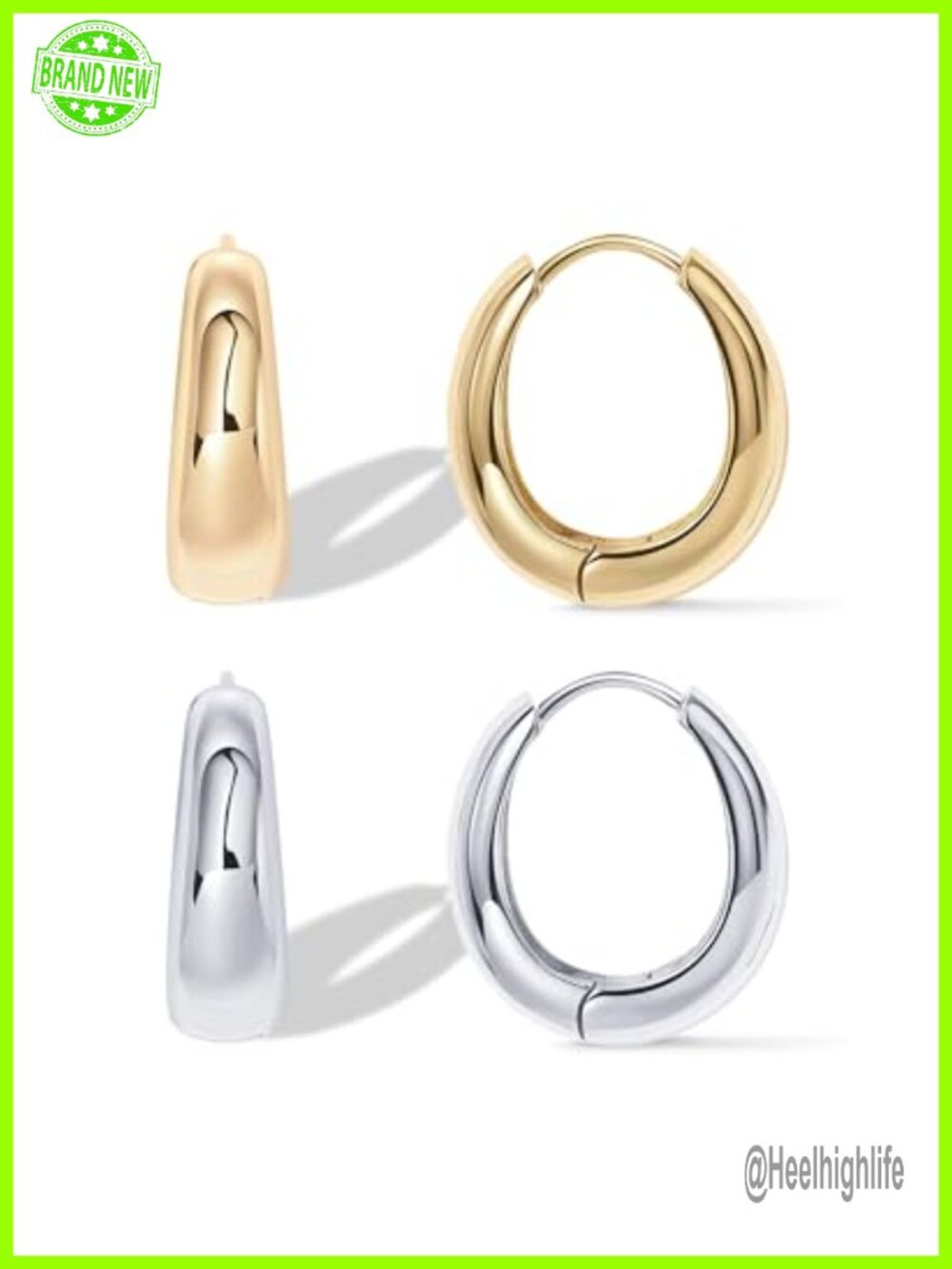 14K Gold Plated Chunky Hoop Earrings for Women 925 Sterling Silver Posts